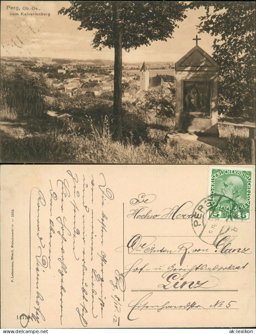 Ansichtskarte Perg Oberösterreich Stadt vom Kalvarienberg 1912