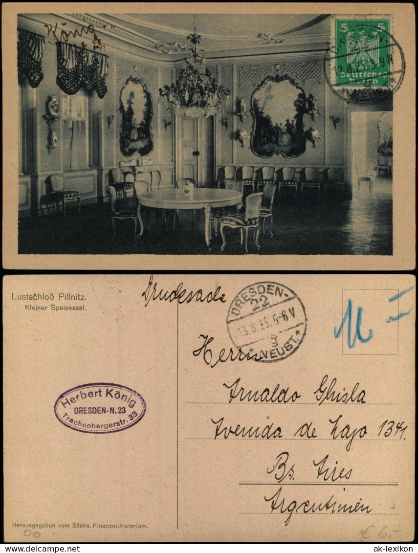 Ansichtskarte Pillnitz Lustschloß Pillnitz. Kleiner Speisesaal. 1925