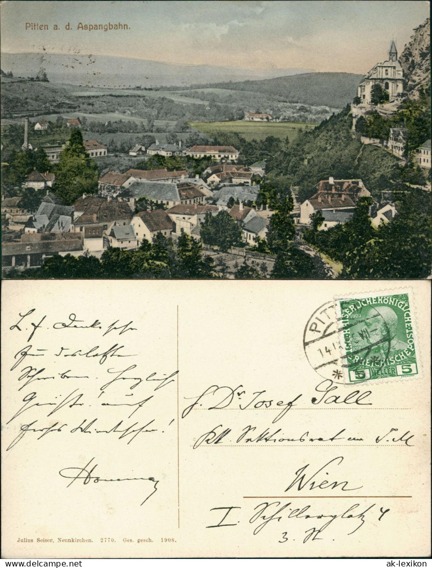 Ansichtskarte Pitten Stadtpartie Aspangbahn 1914