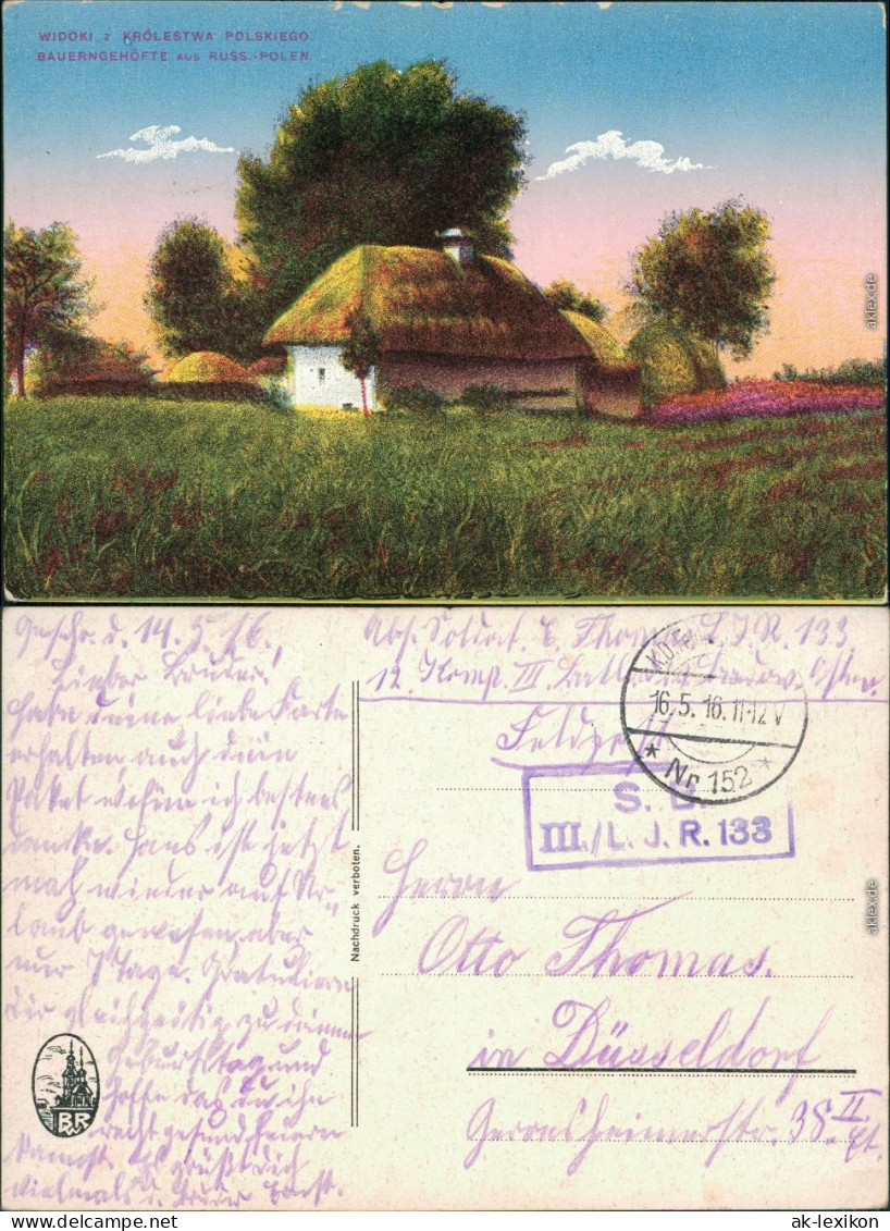 Ansichtskarte Polen (Allgemein) Bauerngehöfte - Königreich Polen 1916