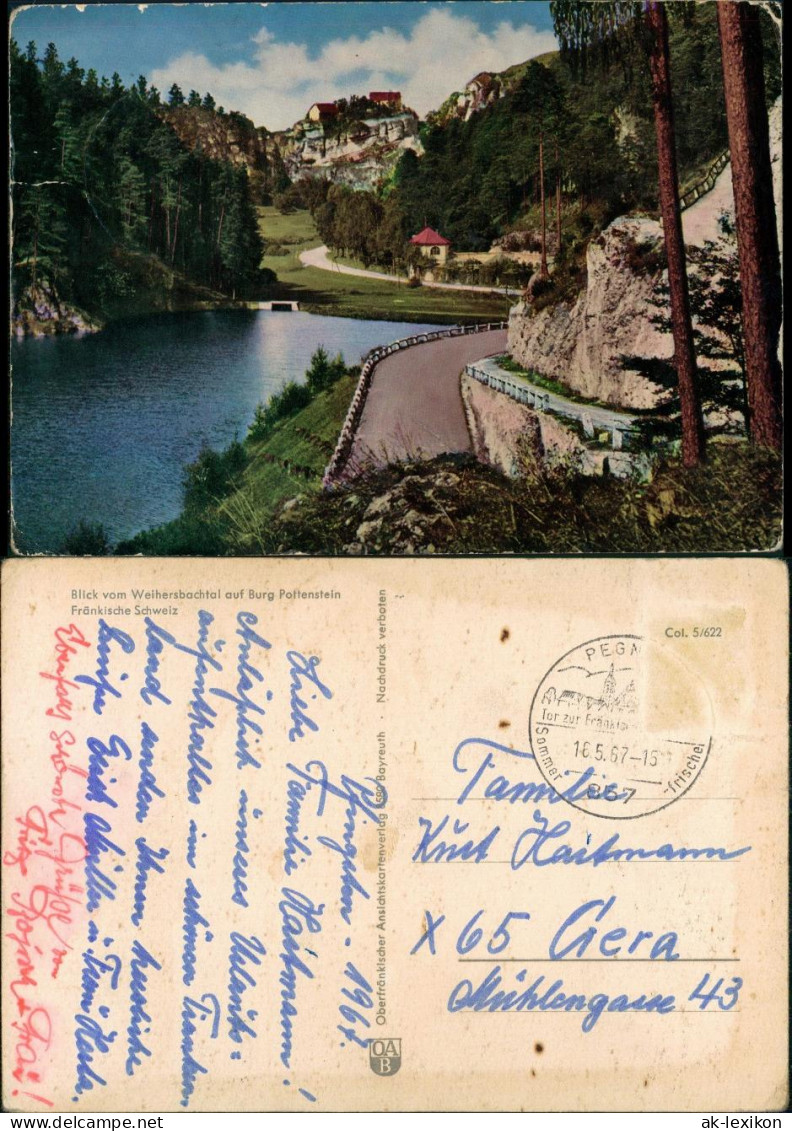 Ansichtskarte Pottenstein Blick vom Weihersbachtal auf Burg Pottenstein 1967