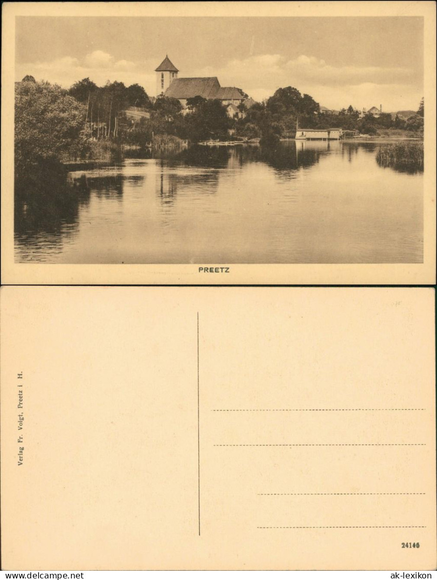 Ansichtskarte Preetz Blick auf Stadt und Kirche 1922