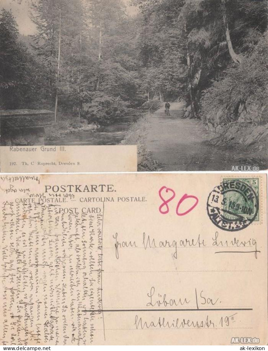 Ansichtskarte Rabenau Rabenauer Grund gel. 1915 1915