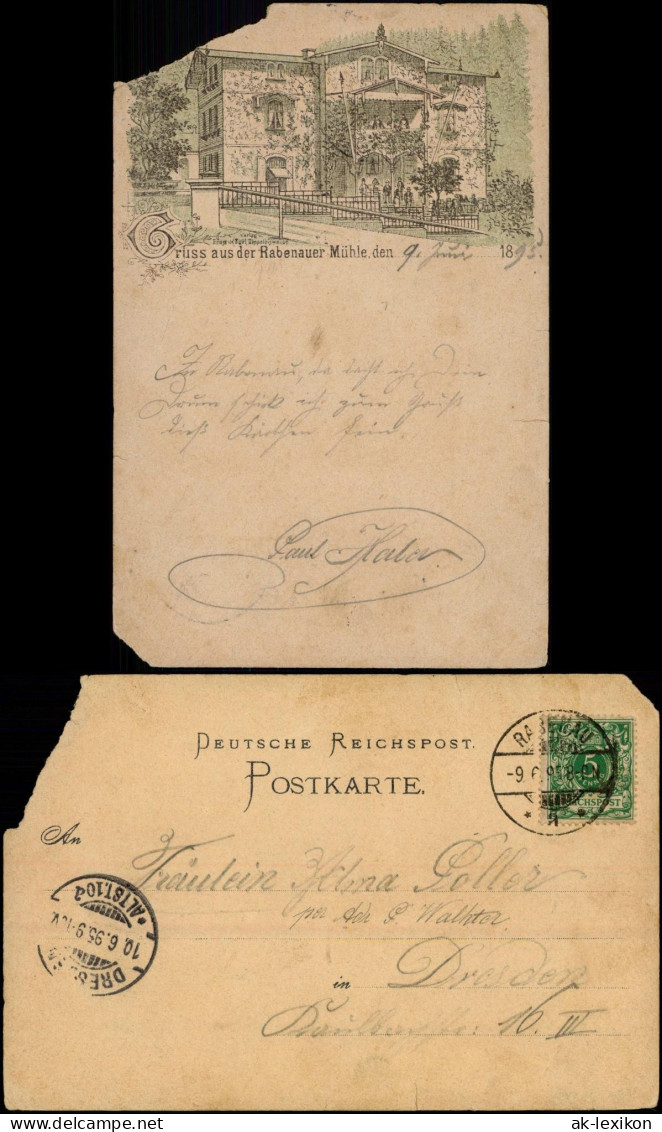 Ansichtskarte Rabenau Rabenauer Mühle Vorläufer AK 1893