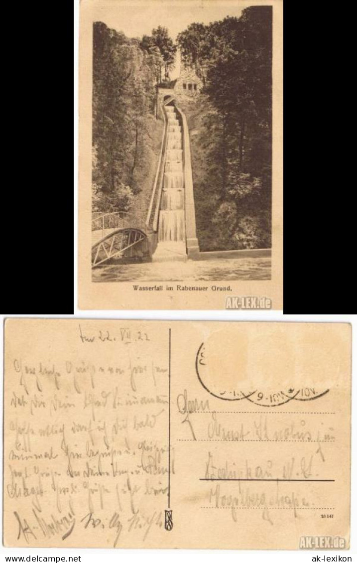 Ansichtskarte Rabenau Wasserfall im Rabenauer Grund 1922