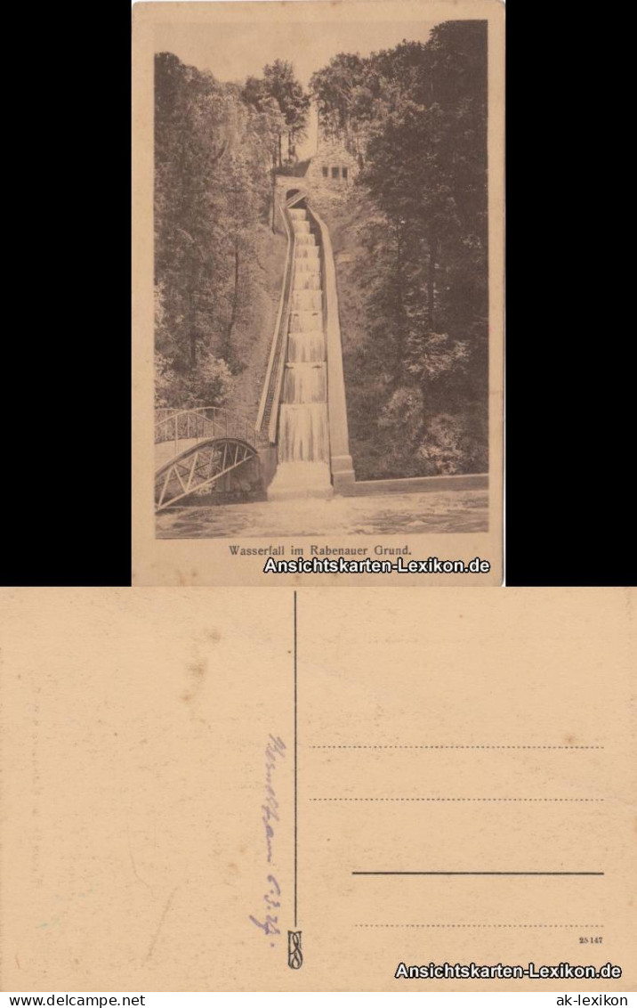Ansichtskarte Rabenau Wasserfall im Rabenauer Grund 1927