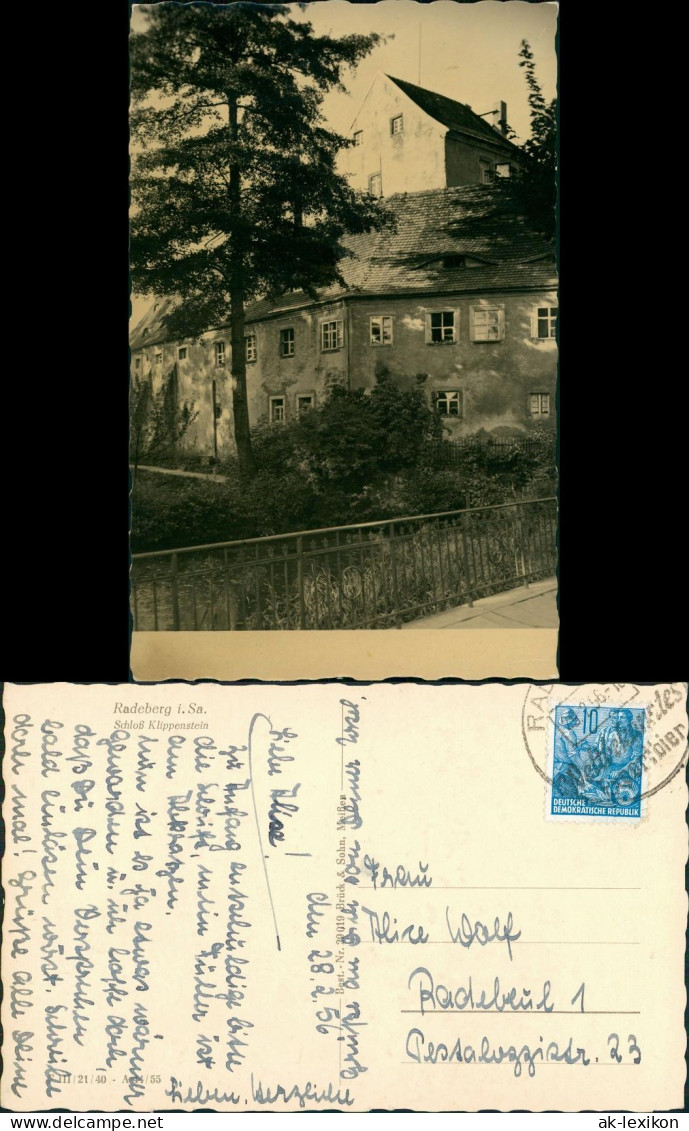 Ansichtskarte Radeberg Schloß Klippenstein 1956