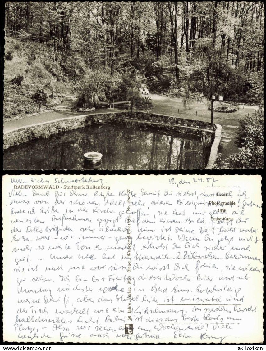 Ansichtskarte Radevormwald Stadtpark Kollenberg 1957