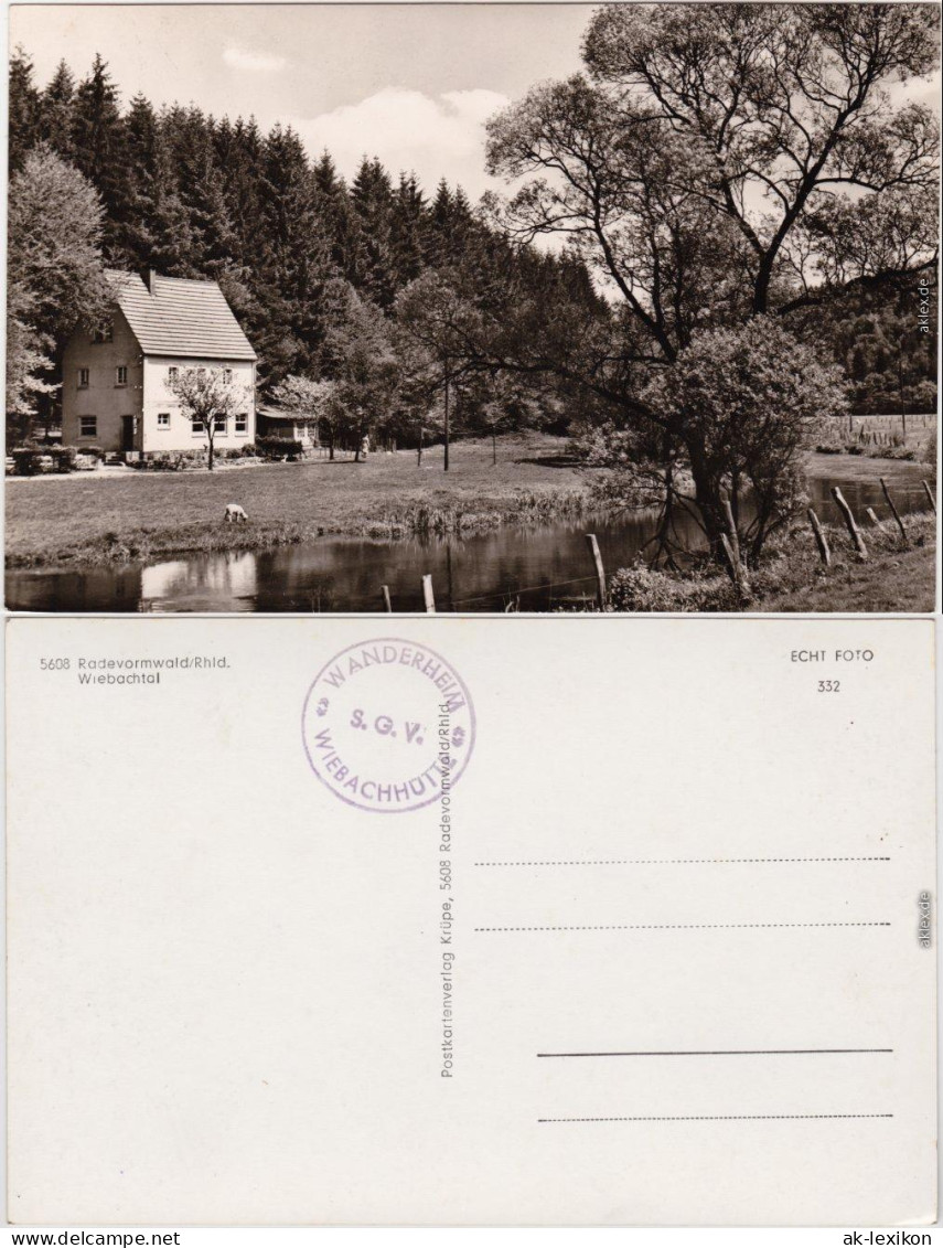 Ansichtskarte Radevormwald Wiebachhütte - Außenansicht mit Teich 1962