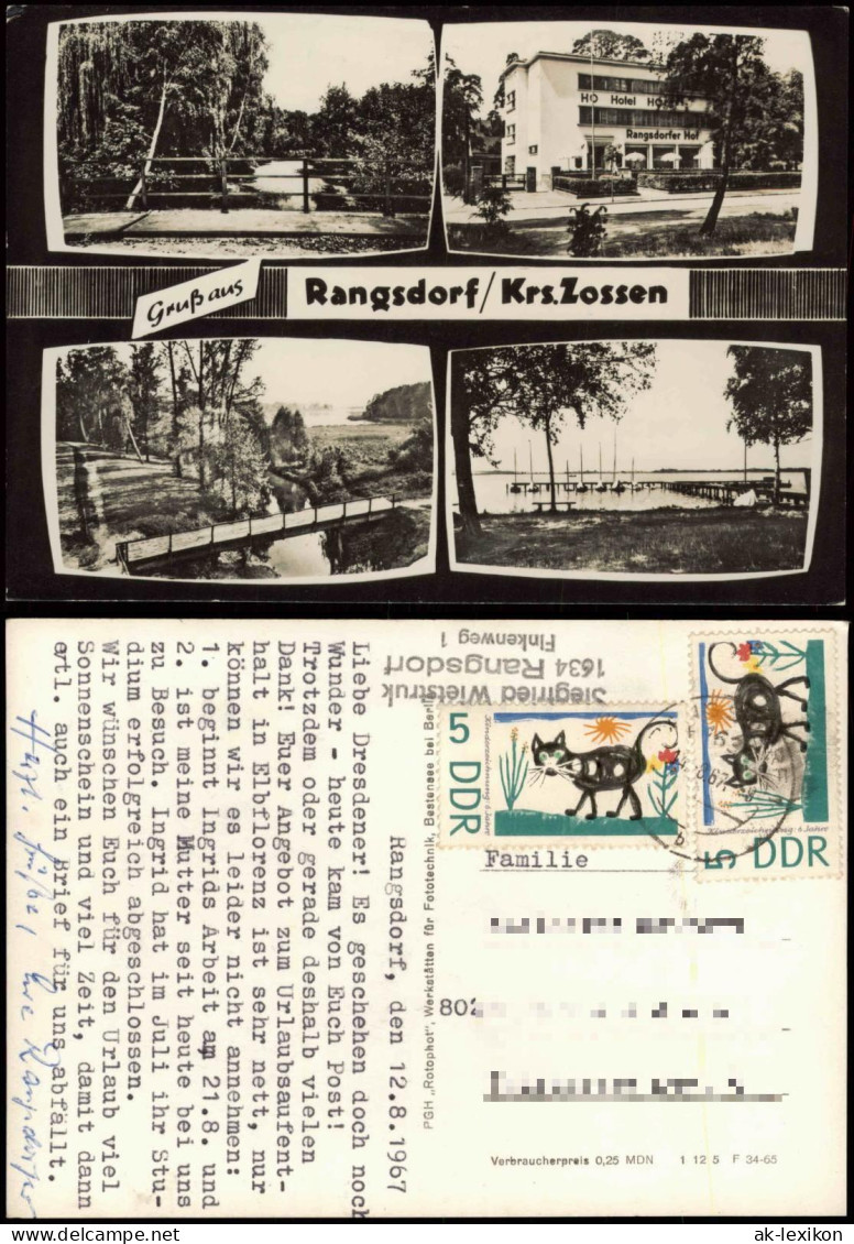 Ansichtskarte Rangsdorf HO Hotel, Hafen, Park 1965