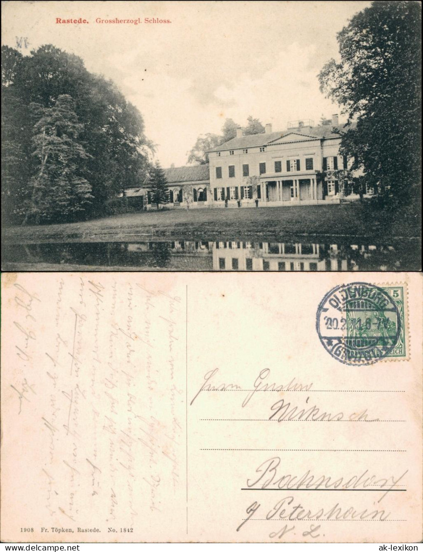 Ansichtskarte Rastede Partie am Großherzoglichen Schloß 1908