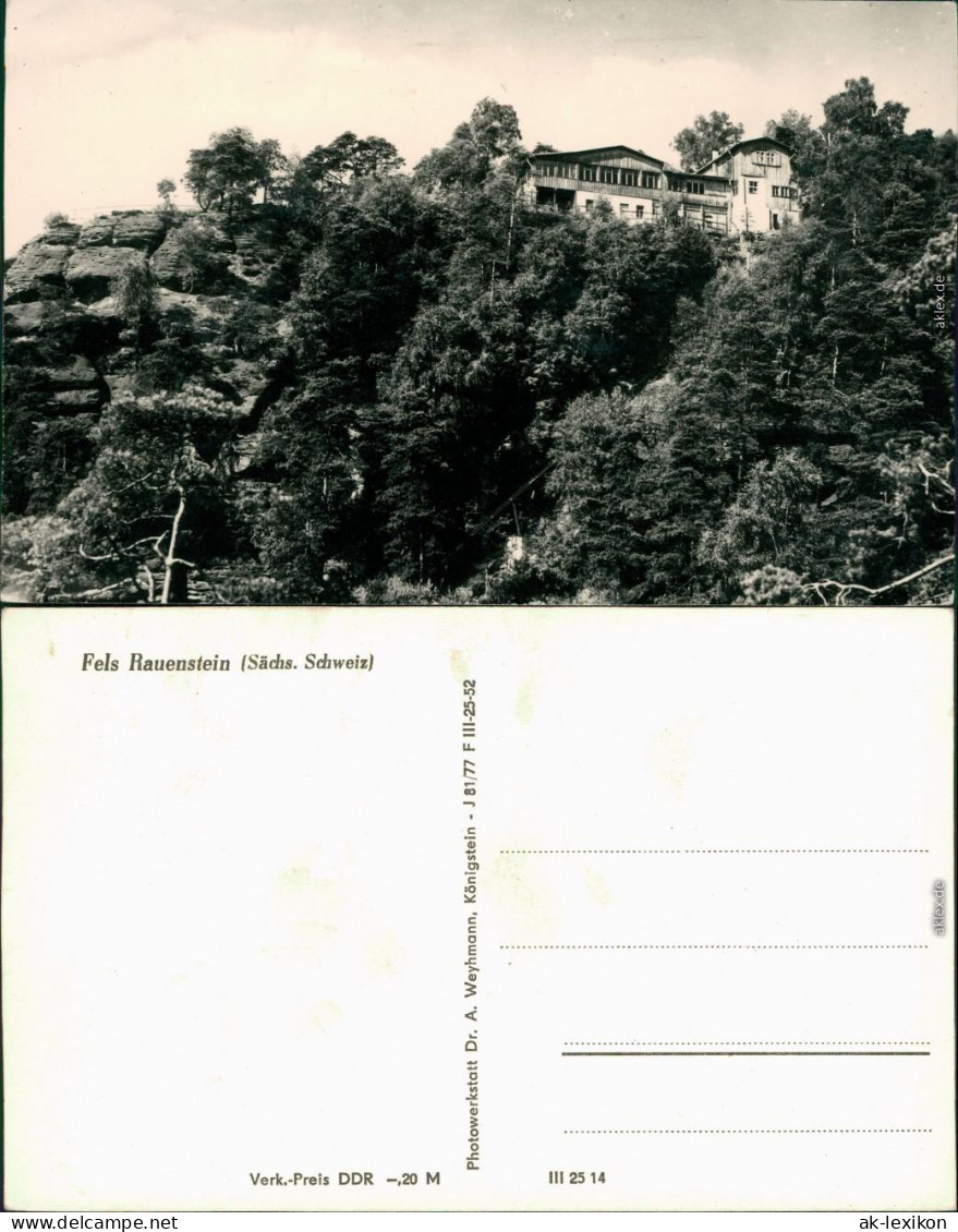 Ansichtskarte Rathen Fels Rauenstein - Lehmannschlucht 1962