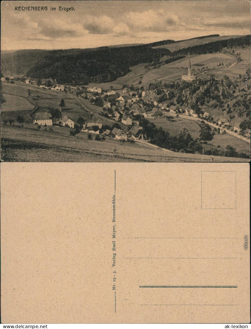 Ansichtskarte Rechenberg-Bienenmühle Blick auf die Stadt 1923