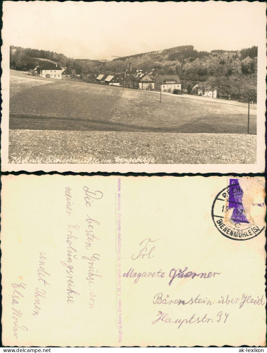 Ansichtskarte Rechenberg-Bienenmühle Partie an der Stadt - Fotokarte 1942