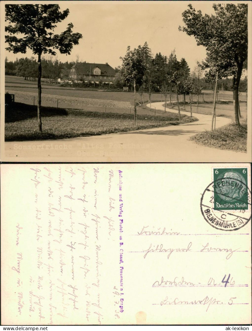 Ansichtskarte Rechenberg-Bienenmühle Partie in der Stadt 1938