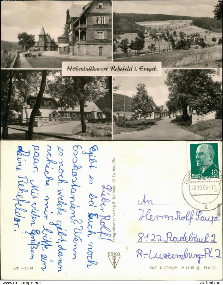 Ansichtskarte Rehefeld-Altenberg (Erzgebirge) 4 Bildkarte Ortsansichten 1969