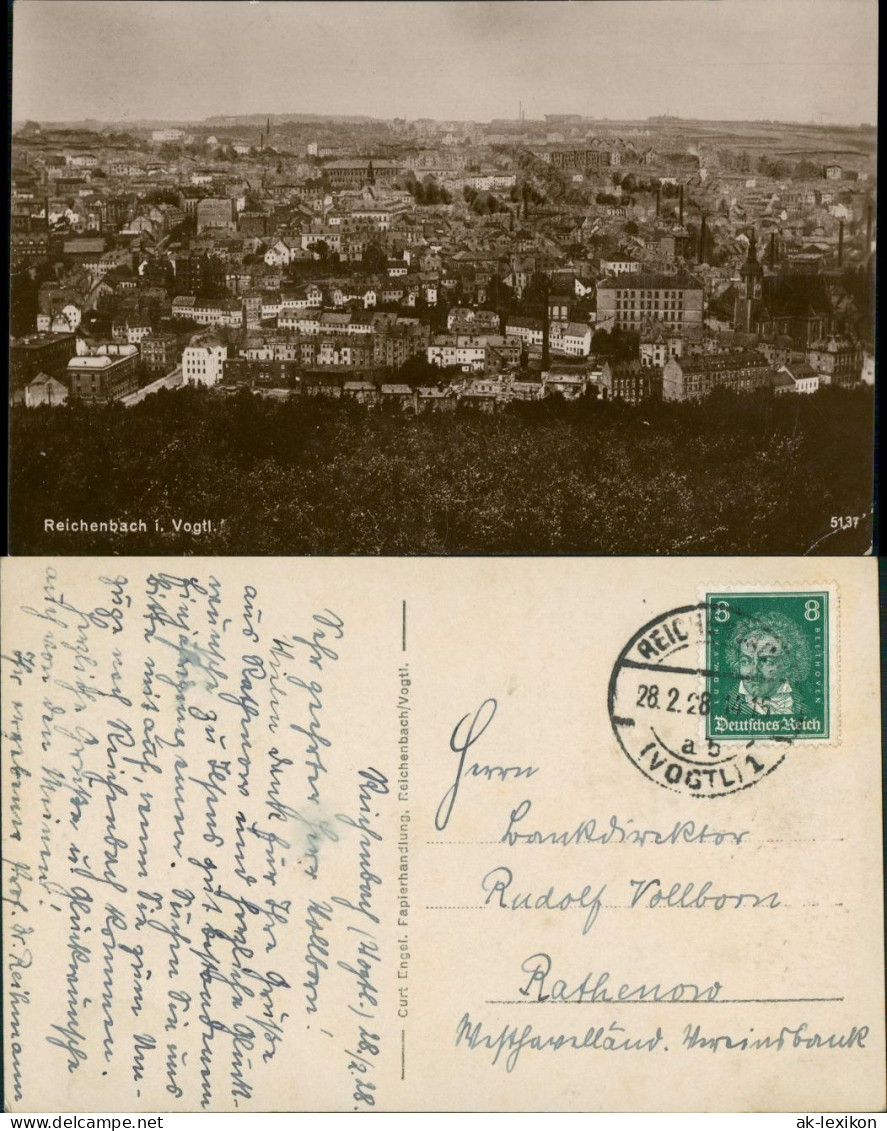 Ansichtskarte Reichenbach (Vogtland) Totale (Fotokarte) 1928