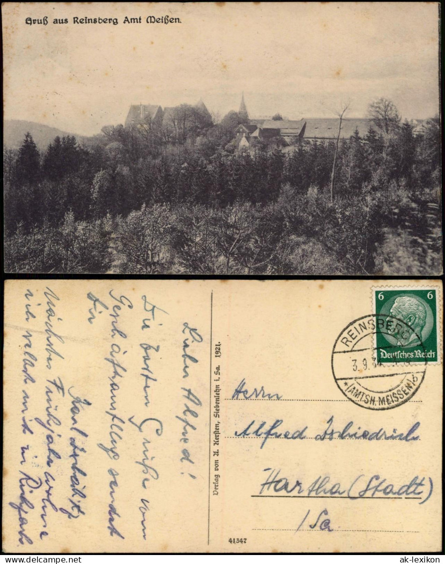 Ansichtskarte Reinsberg (Sachsen) Blick auf die Stadt - Amt Meißen 1934