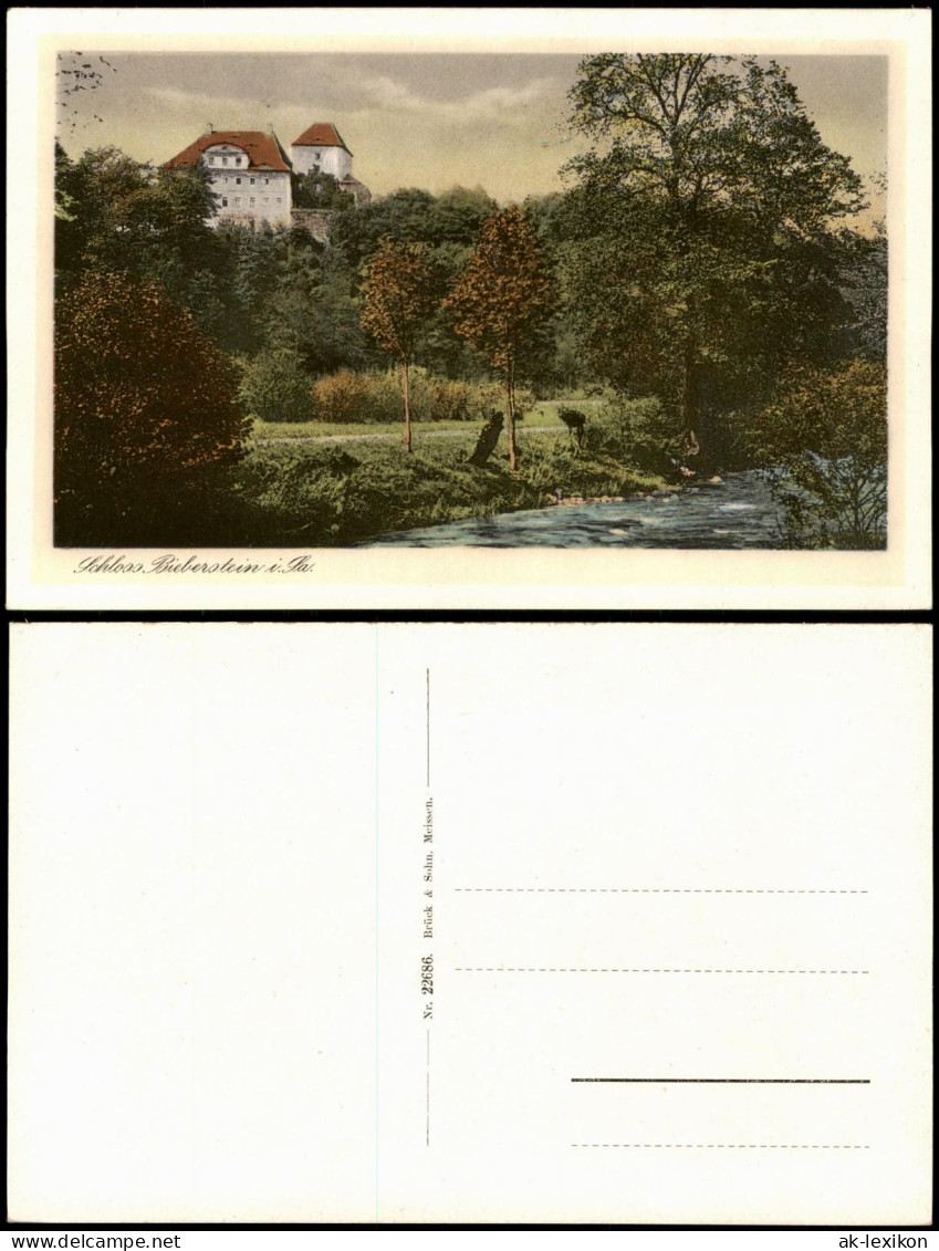 Ansichtskarte Reinsberg (Sachsen) Flußpartie Schloß Bieberstein 1924