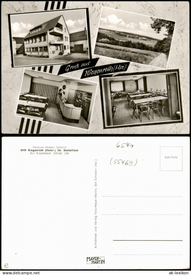 Ansichtskarte Riegenroth-Simmern (Hunsrück) Pension Schmidt Mehrbild 1962