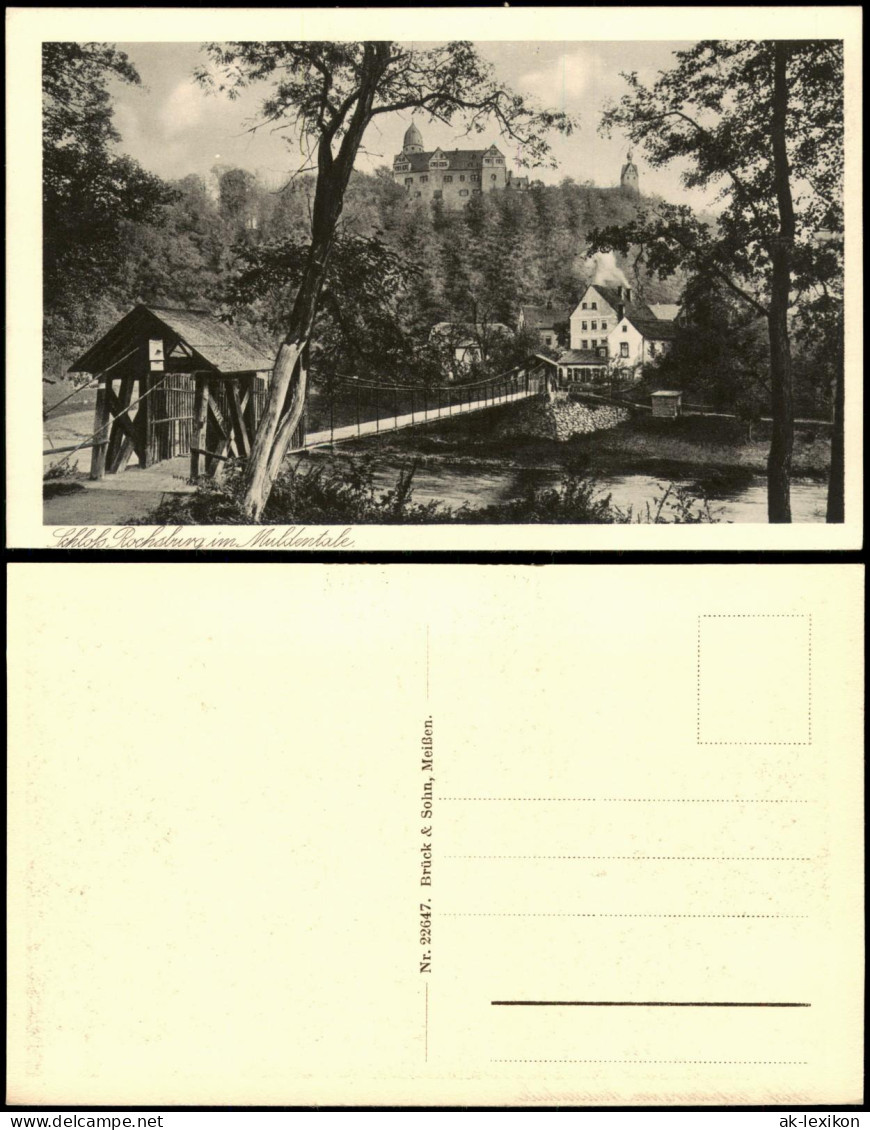 Ansichtskarte Rochsburg-Lunzenau Hängebrücke Schloss Rochsburg 1924