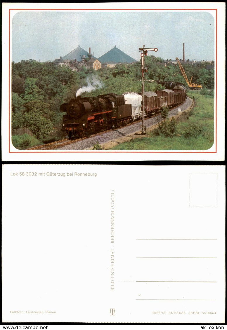 Ansichtskarte Ronneburg (Thüringen) Güterzug Eisenbahn 1986