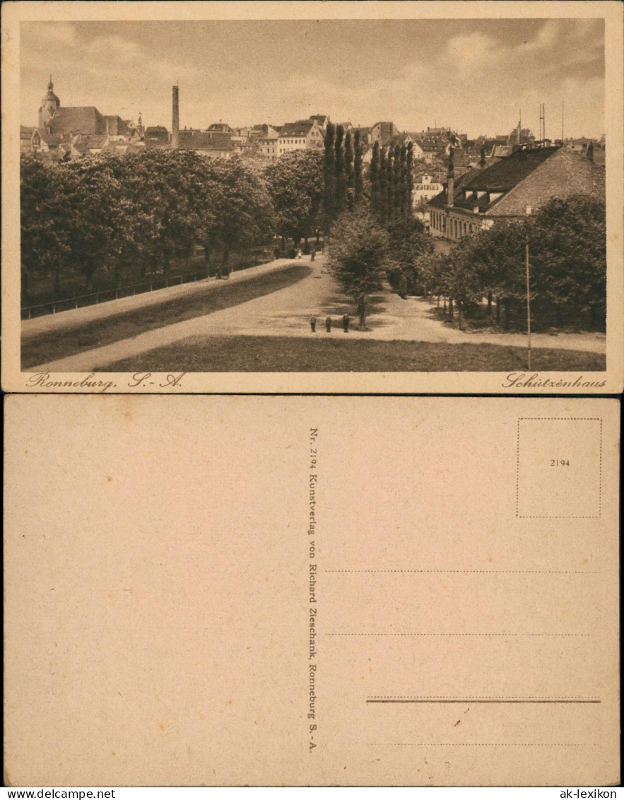 Ansichtskarte Ronneburg (Thüringen) Schützenhaus und Orts-Panorama 1920