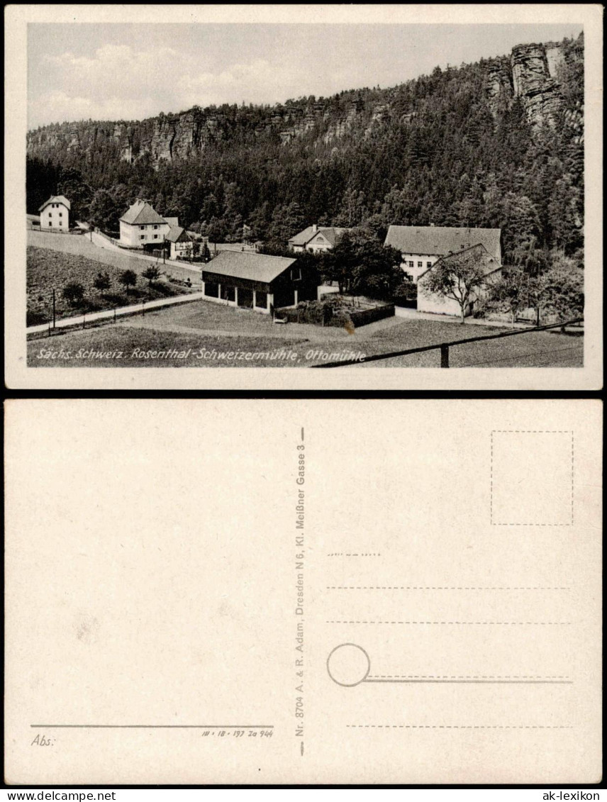 Ansichtskarte Rosenthal-Rosenthal-Bielatal Ottomühle - schweizermühle 1953