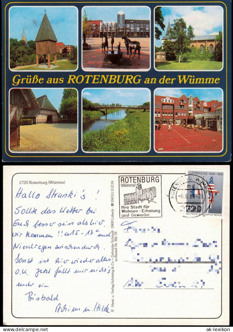 Ansichtskarte Rotenburg (Wümme) Mehrbildkarte mit 6 Ortsansichten 1988