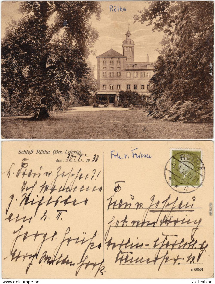 Ansichtskarte Rötha Partie am Schloß 1933