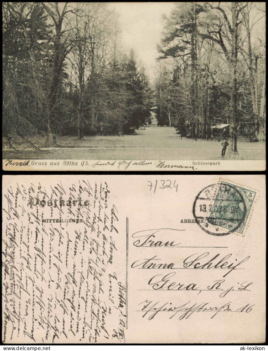 Ansichtskarte Rötha Partie im Schloßpark 1908