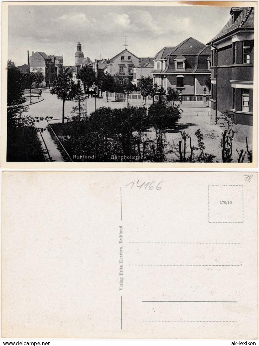 Ansichtskarte Ruhland Rólany Bahnhofstrasse 1934