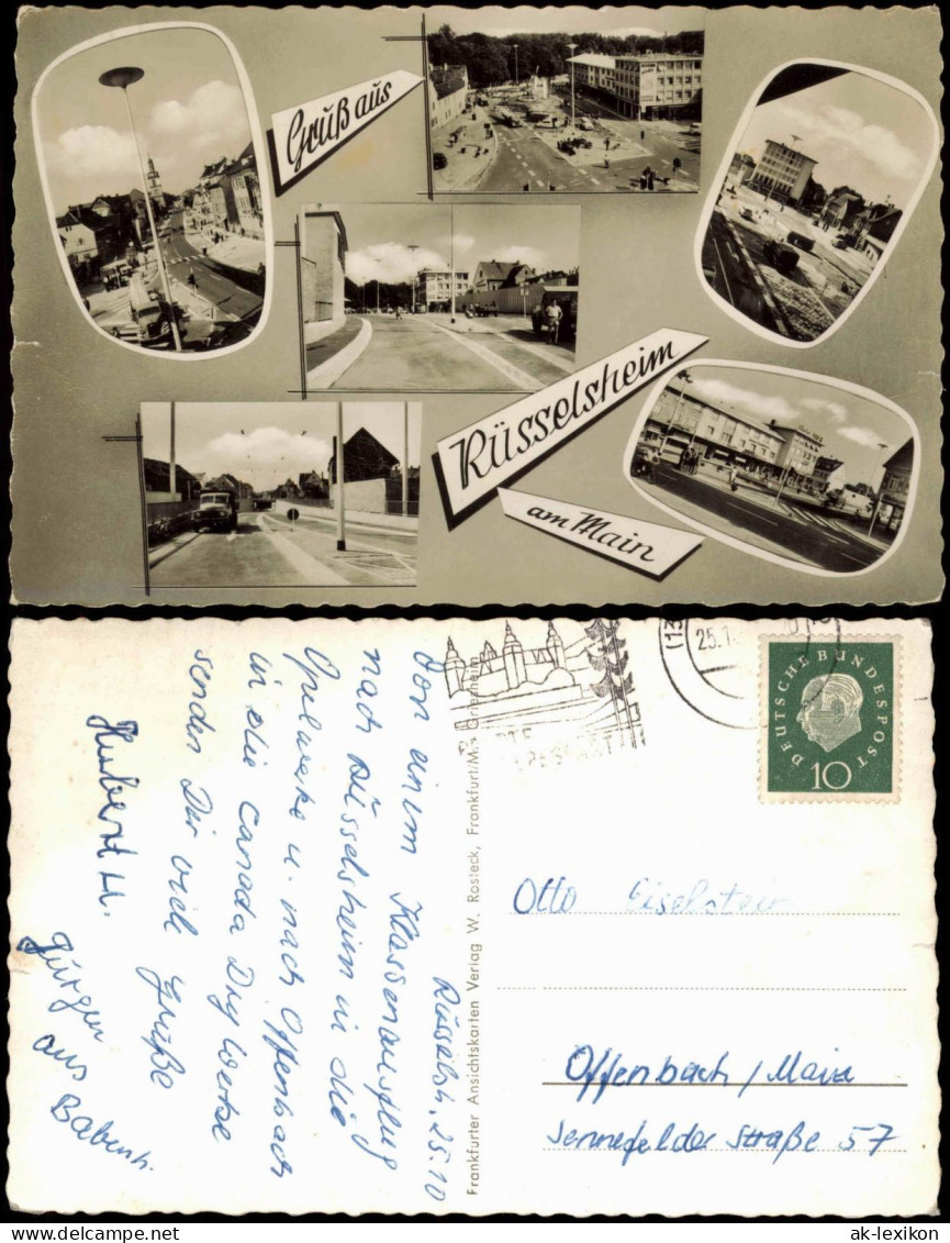 Ansichtskarte Rüsselsheim Mehrbild Straßenpartien 1958