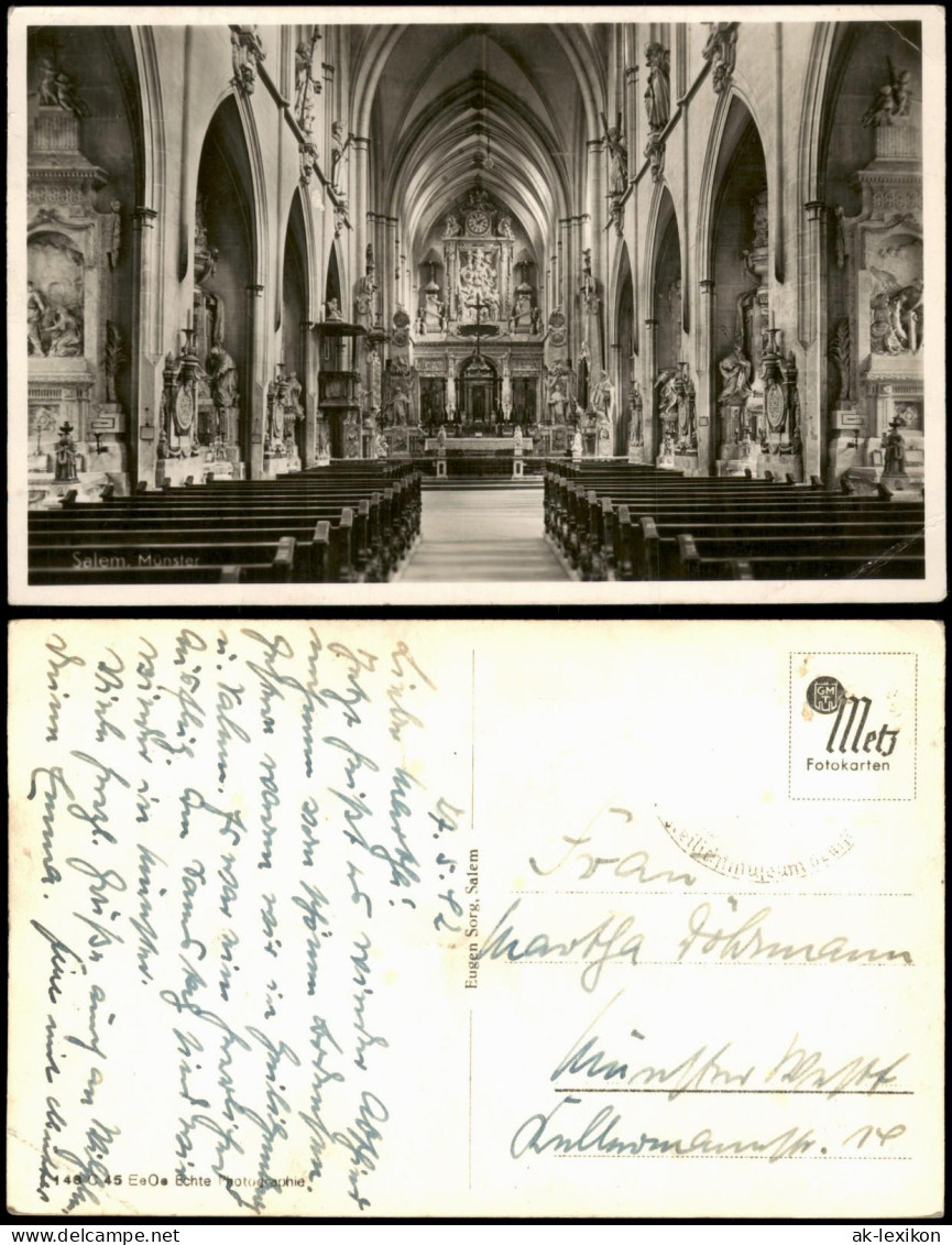 Ansichtskarte Salem Innenansicht des Salemer Münsters 1942