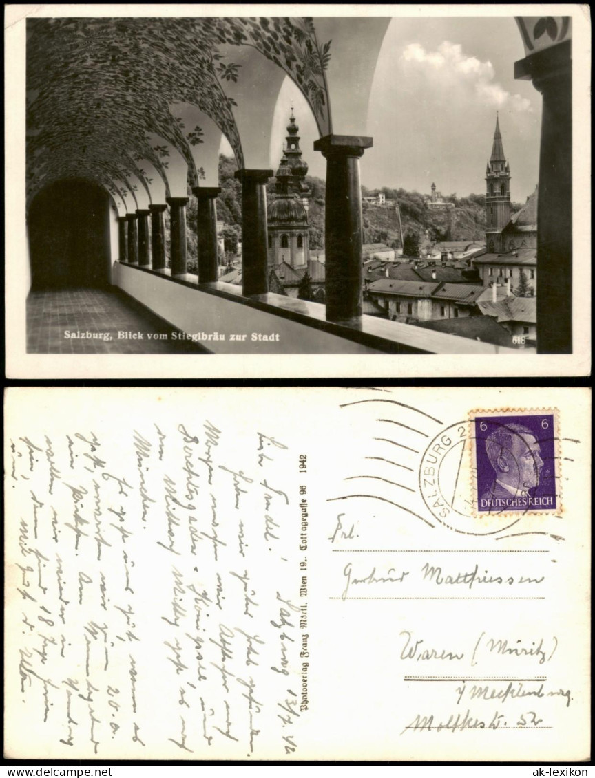 Ansichtskarte Salzburg Blick vom Stieglbräu zur Stadt 1942