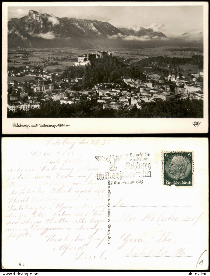 Ansichtskarte Salzburg Fernblick auf Stadt und Untersberg 1938
