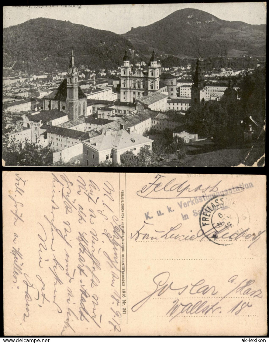 Ansichtskarte Salzburg Stadt  Berg 1917  gel. KuK Feldpost Verköstigungsstation
