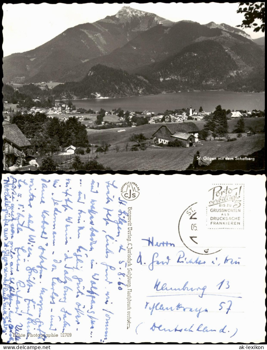 Ansichtskarte Sankt Gilgen St. Gilgen mit dem Schafberg und Wolfgangsee 1960
