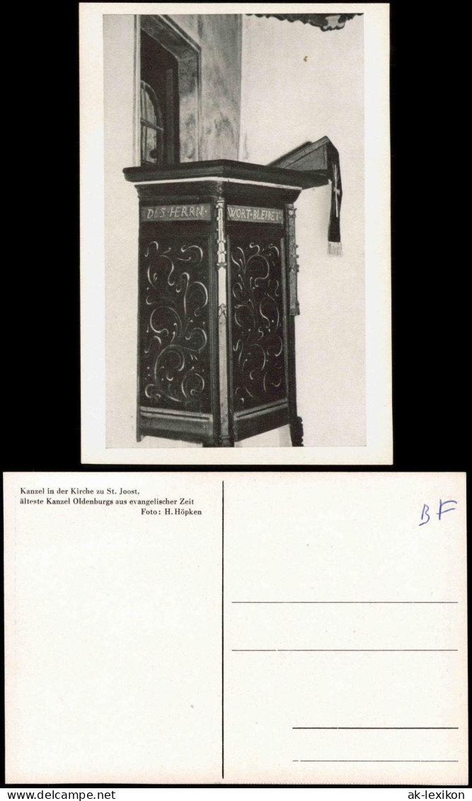 Ansichtskarte Sankt Joost-Wangerland Kanzel in der Kirche 1952
