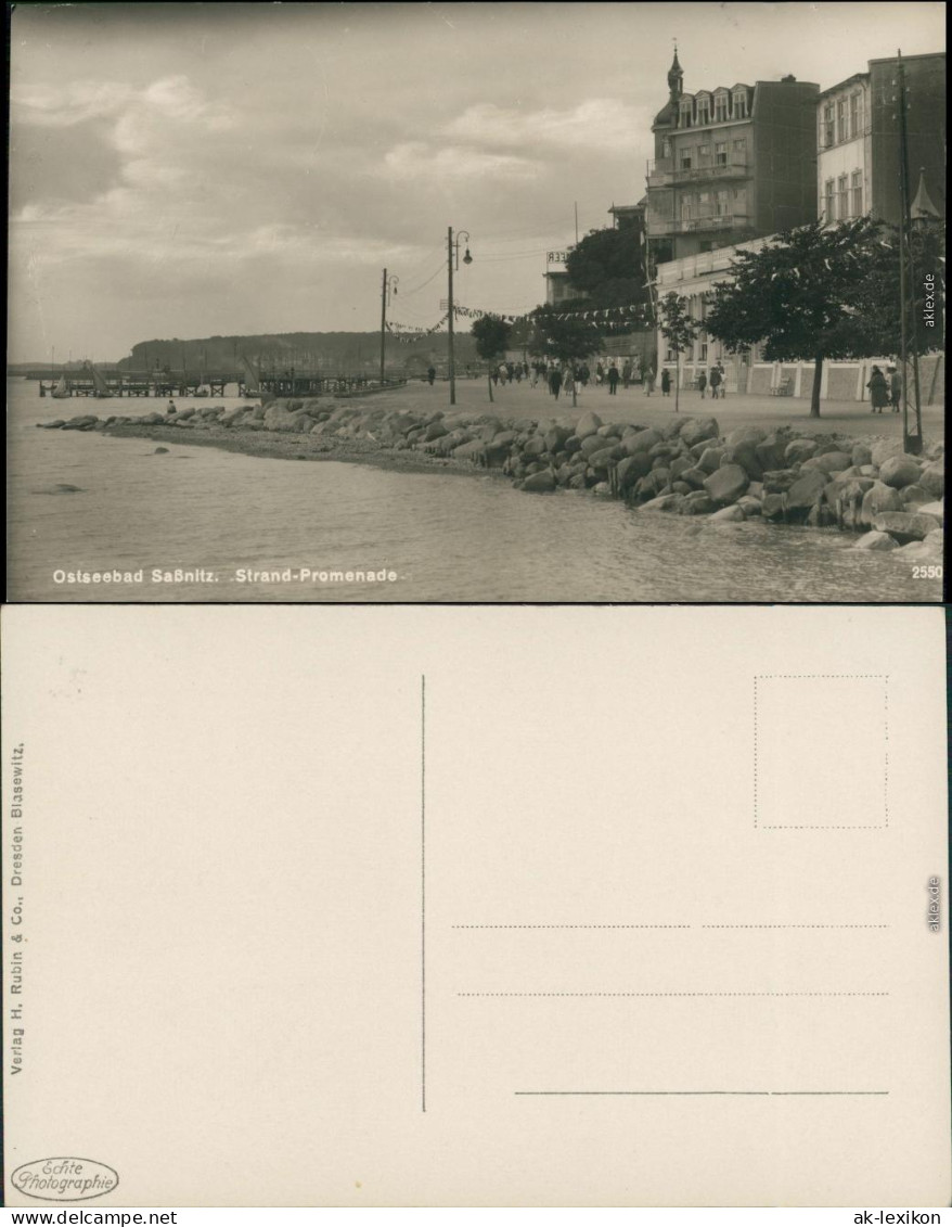 Ansichtskarte Sassnitz Saßnitz Straßenpartie - Strandpromenade 1928
