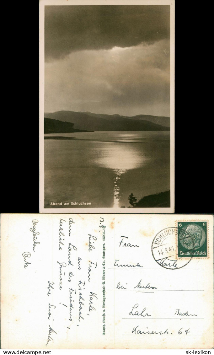 Ansichtskarte Schluchsee Abend am Schluchsee - Stimmungsbild 1941