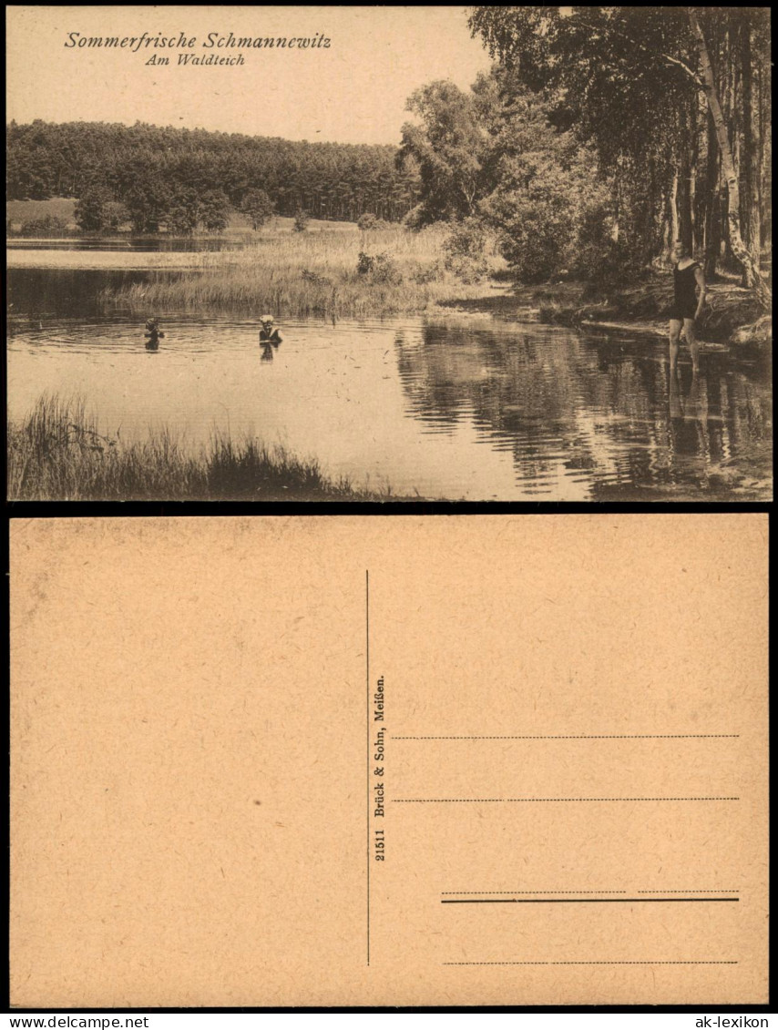 Ansichtskarte Schmannewitz-Dahlen Am Waldteich Badende 1920