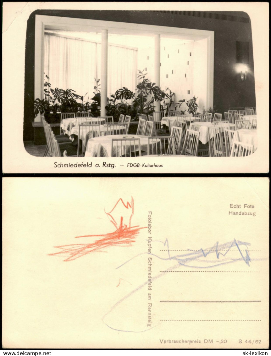 Ansichtskarte Schmiedefeld (Rennsteig) Kulturhaus - Saal, Fotokarte 1962