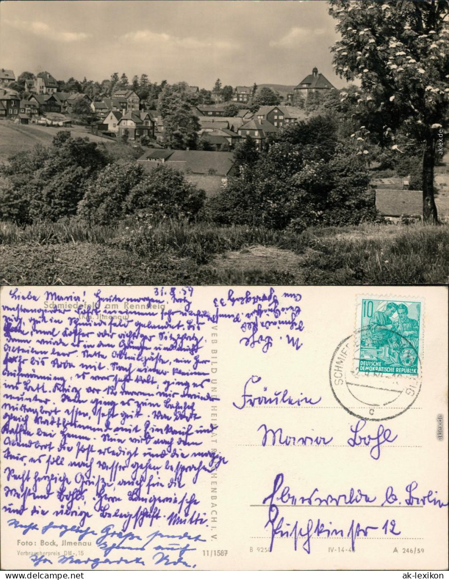 Ansichtskarte Schmiedefeld (Rennsteig) Panorama-Ansicht 1959