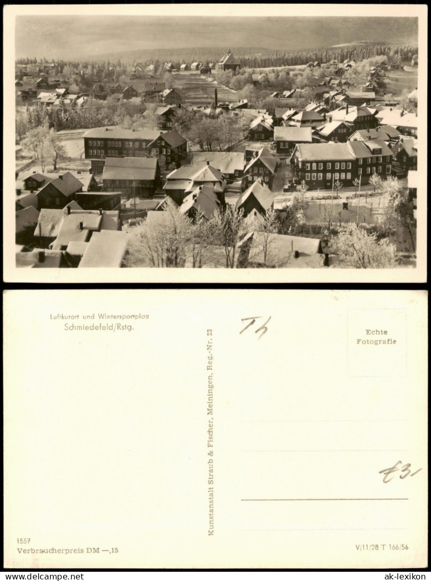 Ansichtskarte Schmiedefeld (Rennsteig) Stadt im Winter 1956