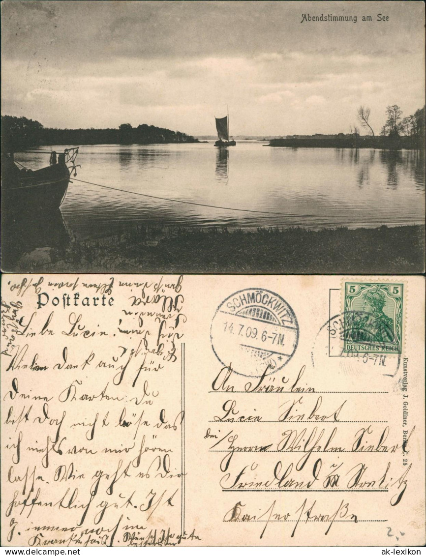 Ansichtskarte Schmöckwitz-Berlin Abendstimmung am See 1909