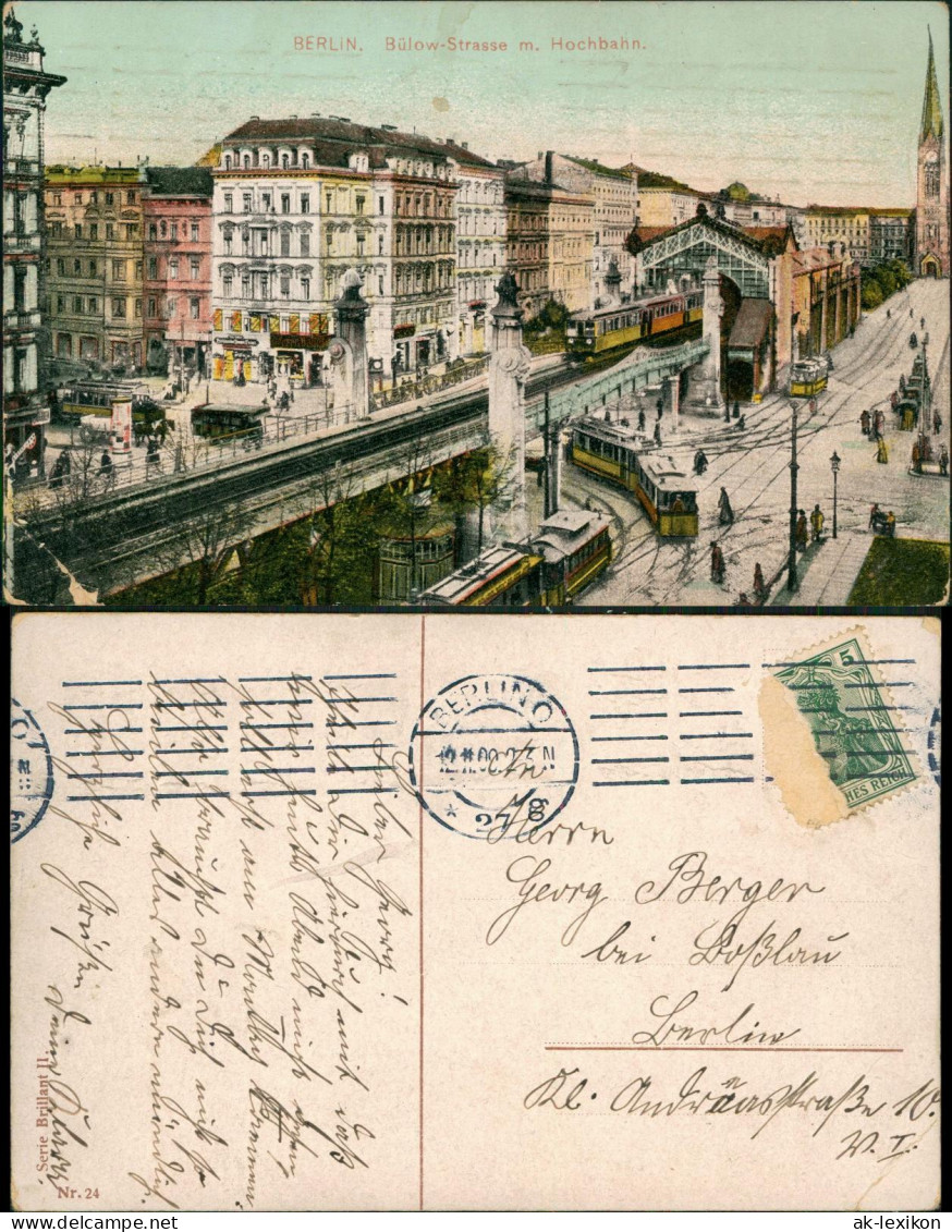 Ansichtskarte Schöneberg-Berlin Bülowstrasse m. Hochbahn. 1909
