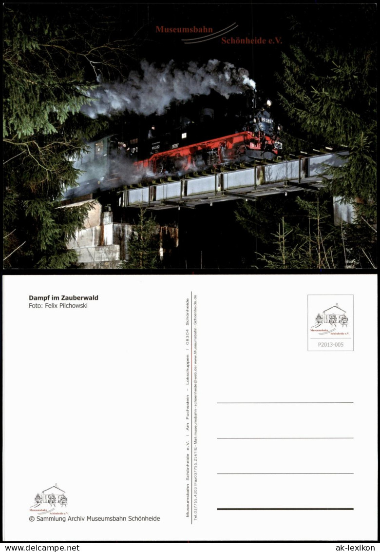 Ansichtskarte Schönheide (Erzgebirge) Dampflok 99 582 im Zauberwald 2013