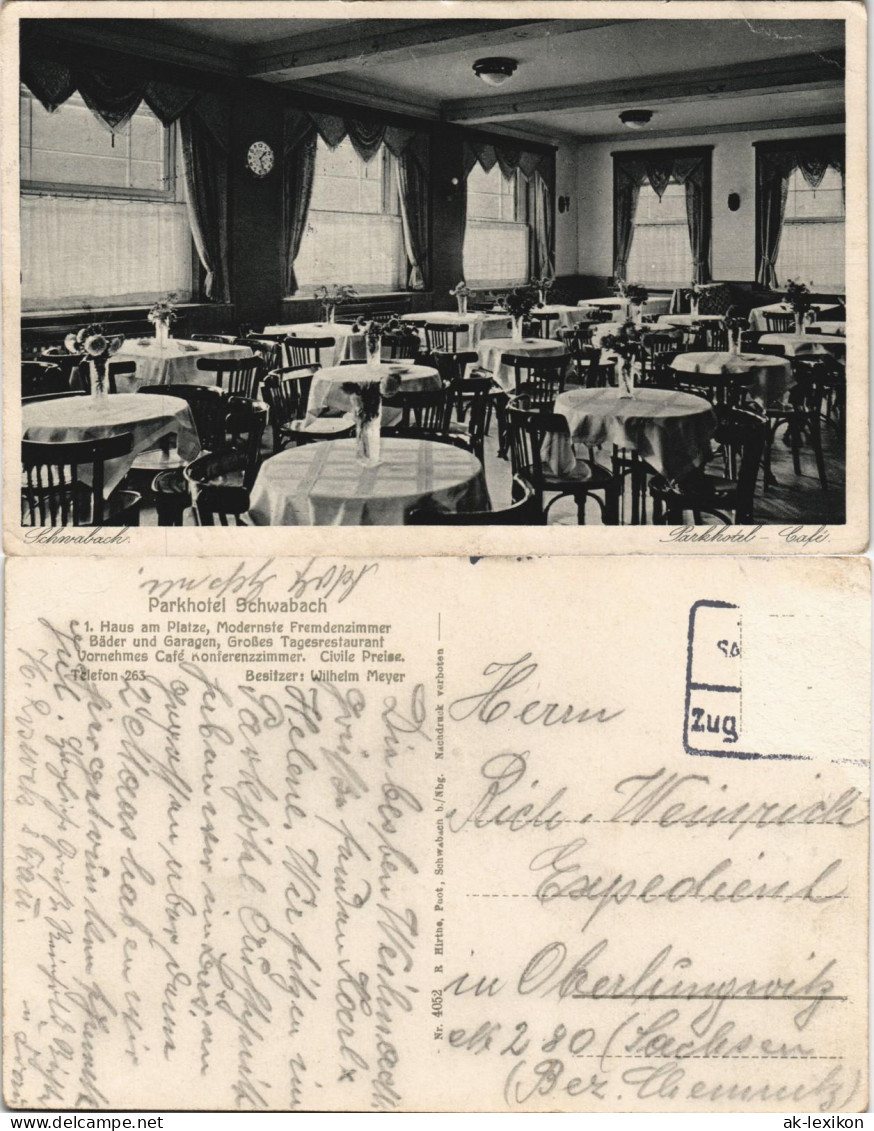 Ansichtskarte Schwabach Parkhotel Schwabach - Saal 1929