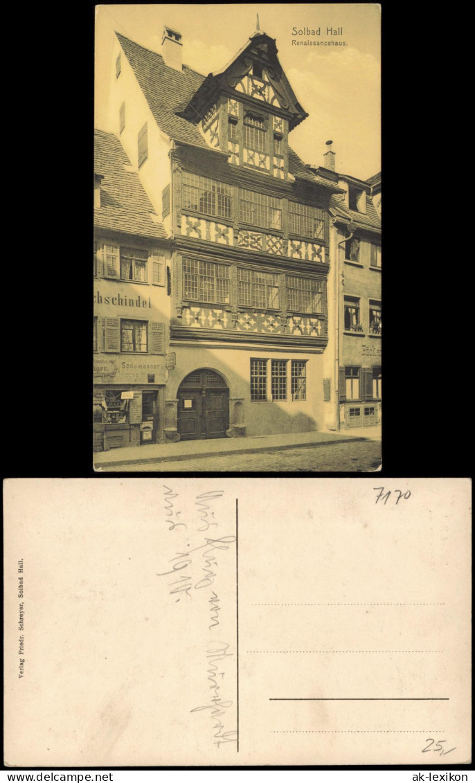 Ansichtskarte Schwäbisch Hall Renaissancehaus. 1922
